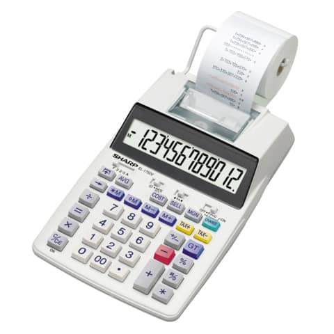 Calcolatrice scrivente a doppia alimentazione SHARP EL-1750V con display LCD